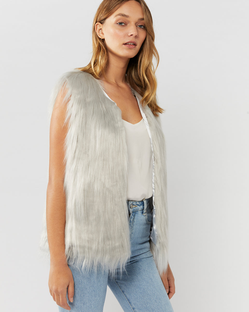 Gray hot sale fur vest