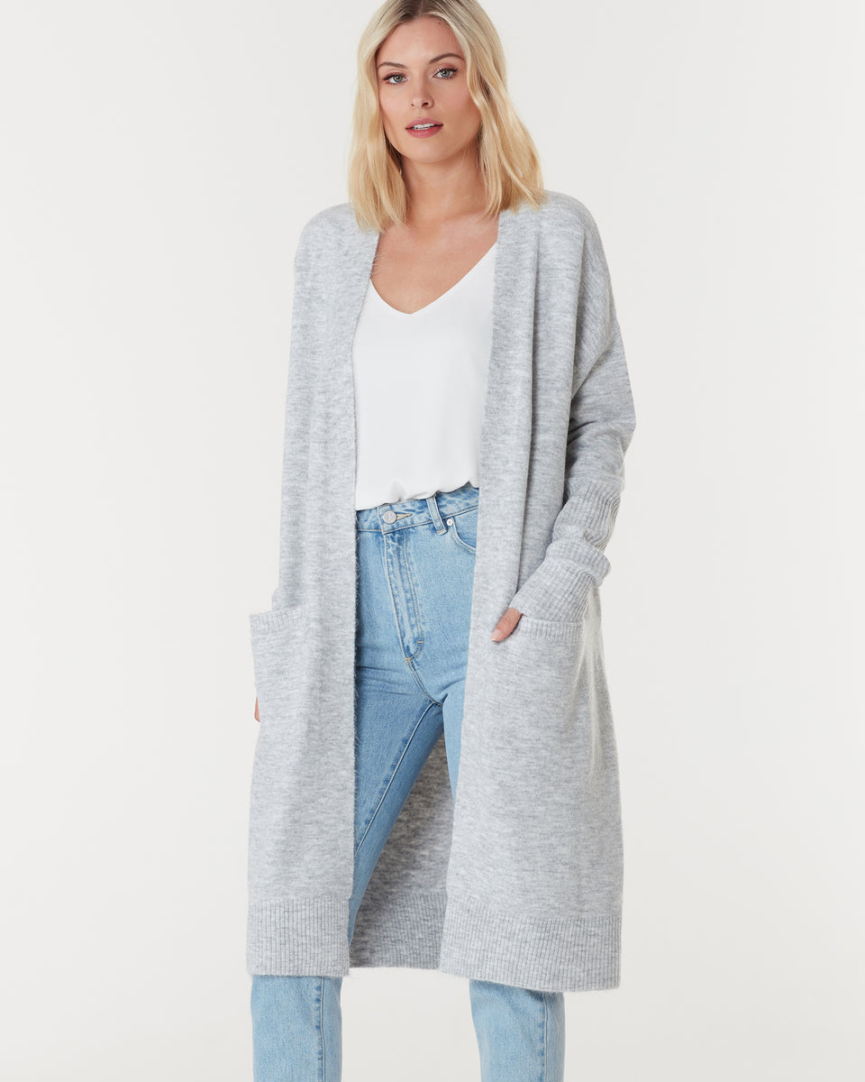 TORONTO LONG CARDIGAN LIGHT GREY EVERLY COLLECTIVE