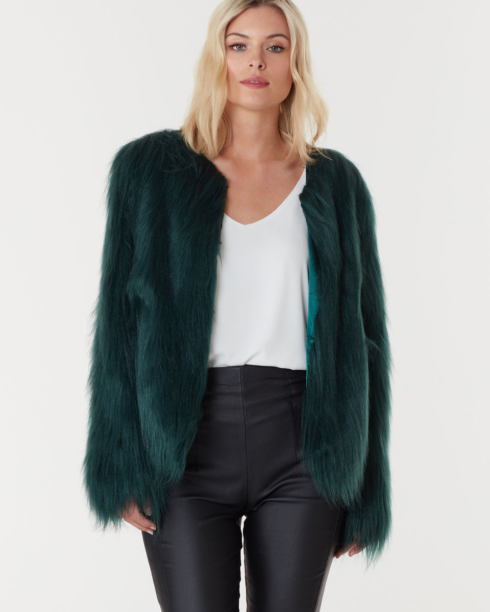 MARMONT FAUX FUR JACKET FOREST GREEN – EVERLY COLLECTIVE