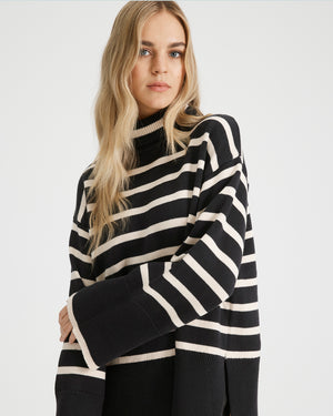 HUDSON STRIPED KNIT - BLACK & VANILLA