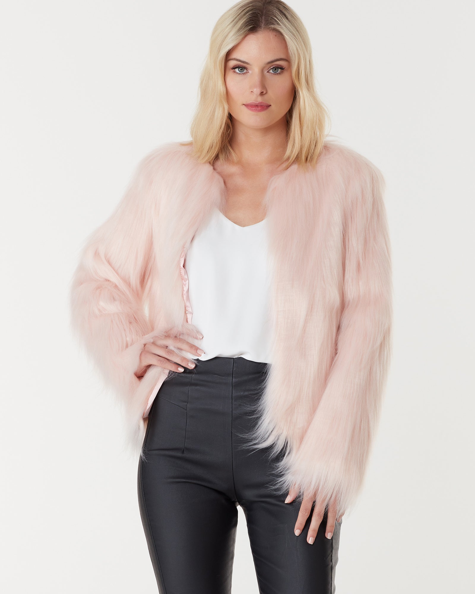 Pink Faux Fur Jacket - Estelle